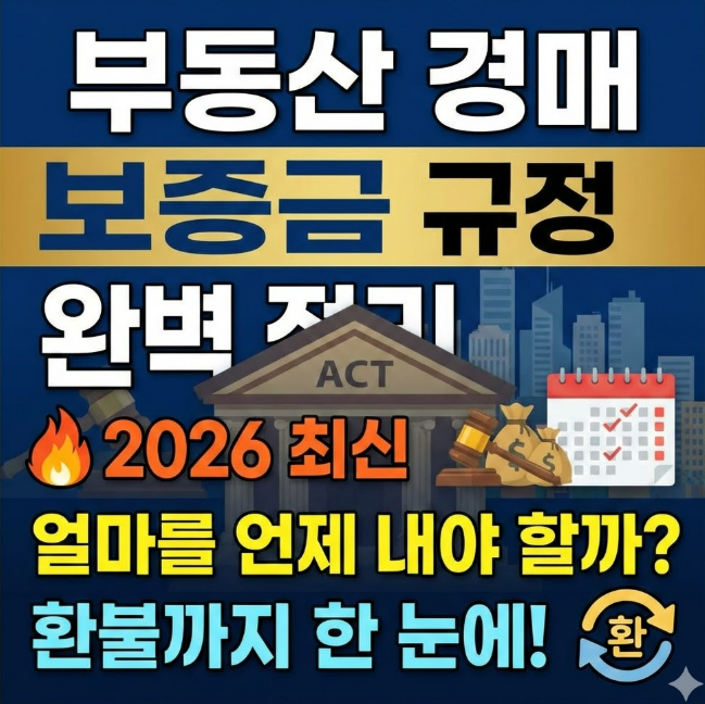 부동산 경매 보증금 규정 완벽 정리 (2026 최신): 얼마를 언제 내야 할까? 환불까지 한눈에!