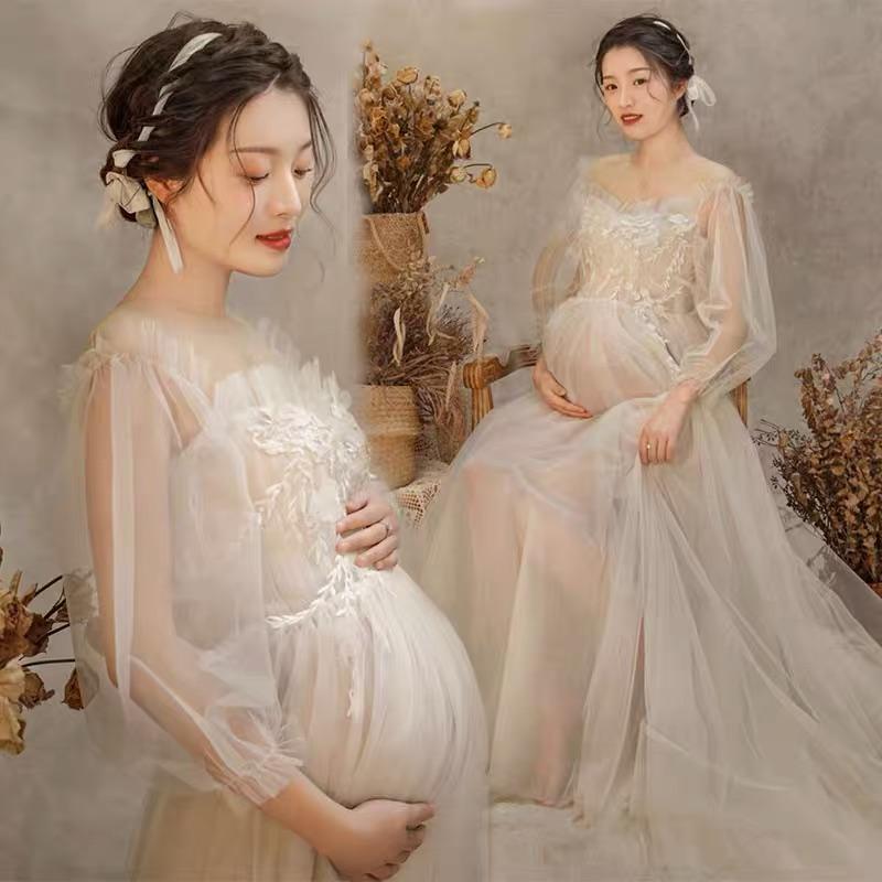 여신 만삭 드레스 임산부 테마 웨딩 사진 촬영드레스 원피스