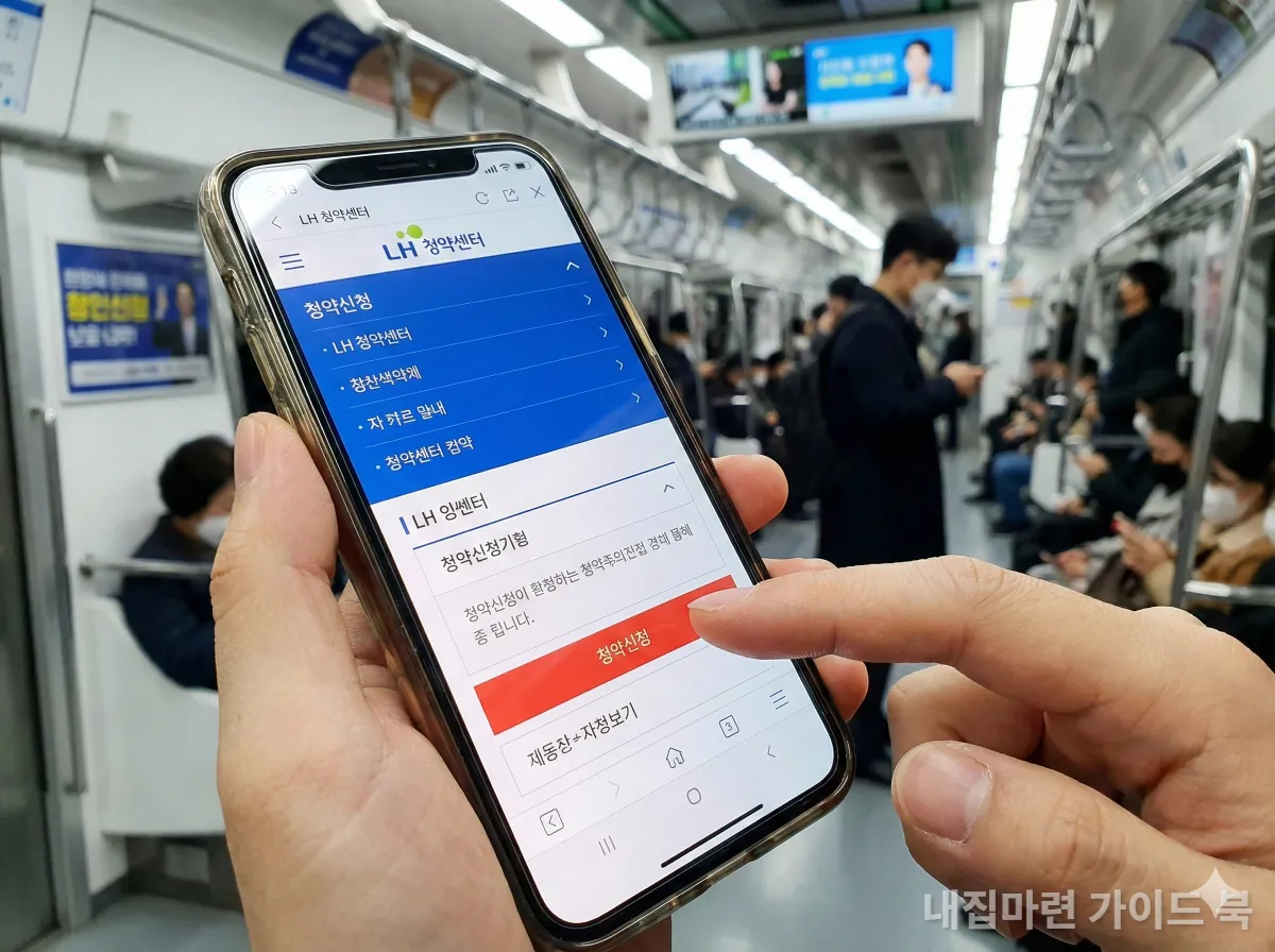 LH 청약플러스 앱으로 임대주택 신청하는 모습