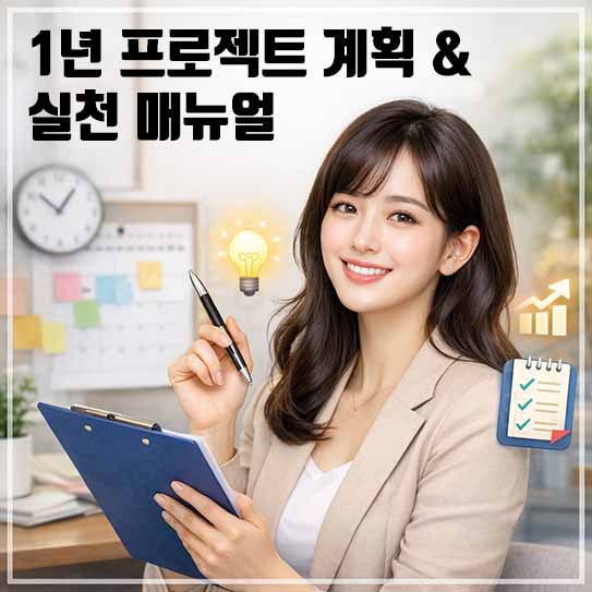 1년 프로젝트 계획, 프로젝트 관리, 목표 설정 2026, 실천 매뉴얼, 생산성 향상, 시간 관리 전략, 동기 부여 유지, SMART 목표, 자기계발, 프로젝트 성공