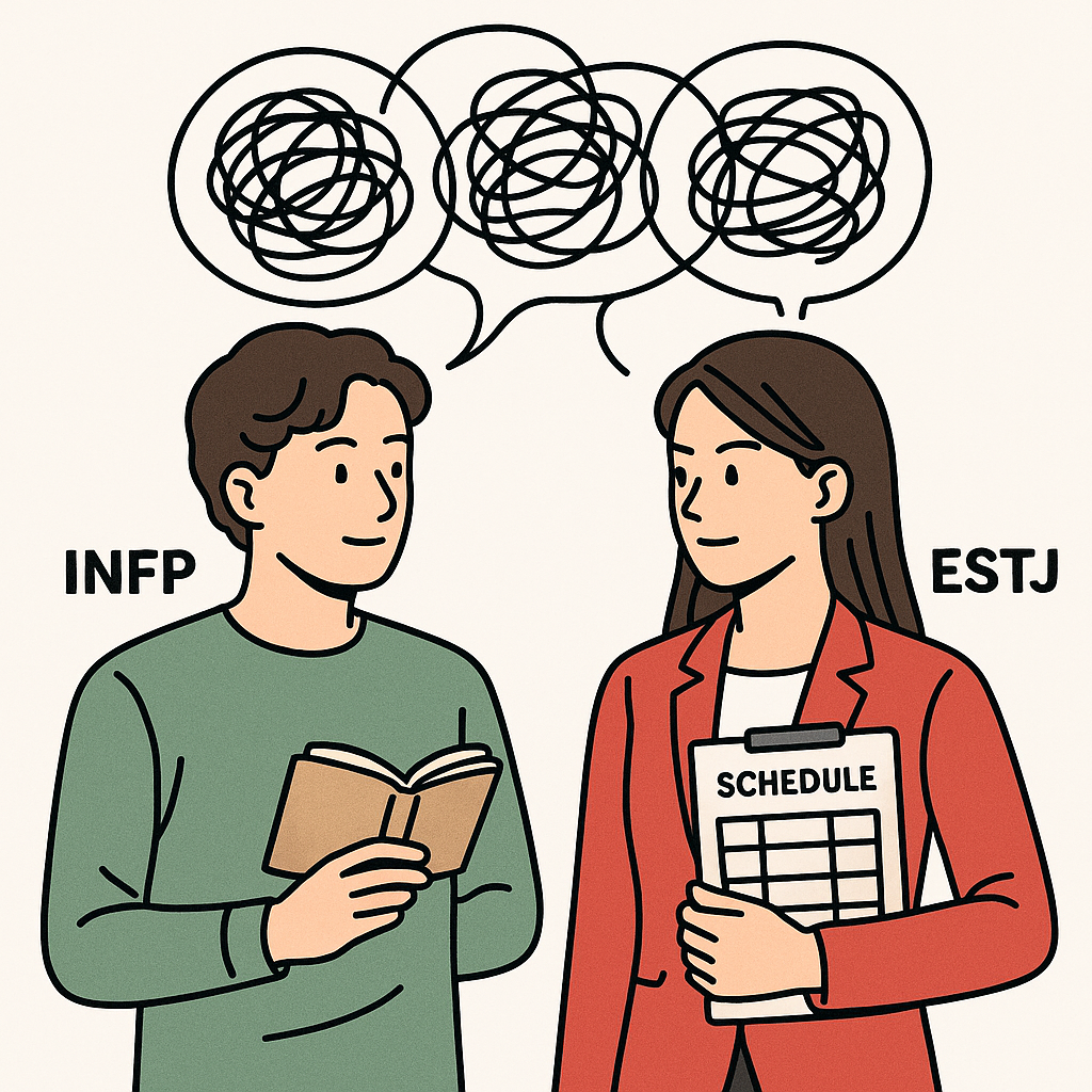 INFP 남성과 ESTJ 여성의 관계 분석: 극과 극 커플의 현실 이야기
