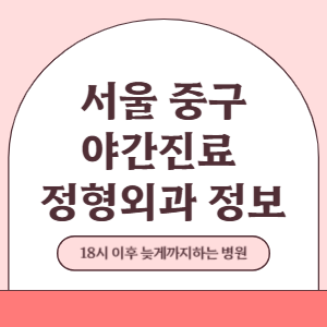 서울 중구 야간진료 정형외과 병원 (18시 이후 늦게까지하는 병원)