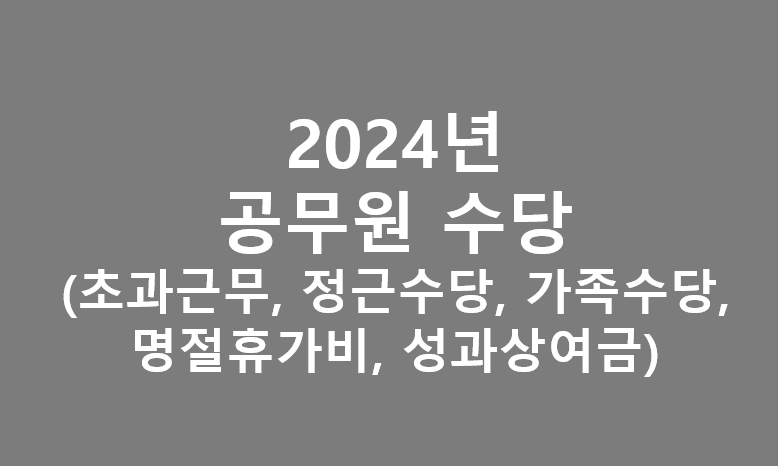 2024년 공무원 수당