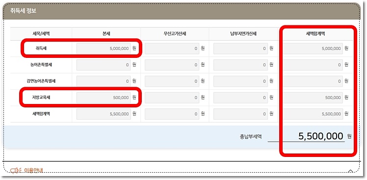 취득세 미리 계산정보