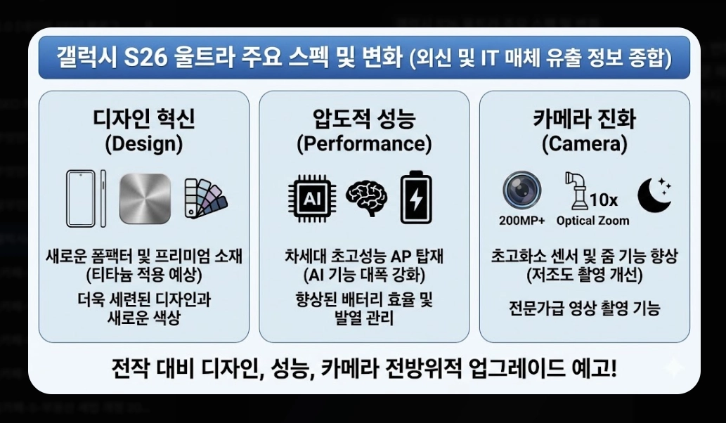 갤럭시 S26 울트라 출시일 [사전예약 혜택] 가격 스펙 변화 및 구매 전략 5단계