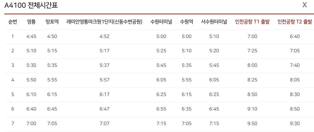 4100번 공항 버스 시간표 예매 예약 방법 4100 리무진 /요금 정류장 안내 및 최신시간표 2025