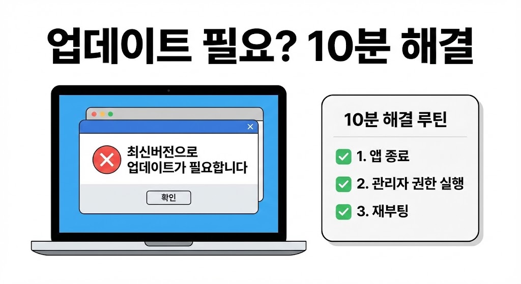 PC 카카오톡 ‘최신버전으로 업데이트가 필요합니다’ 10분 해결 루틴