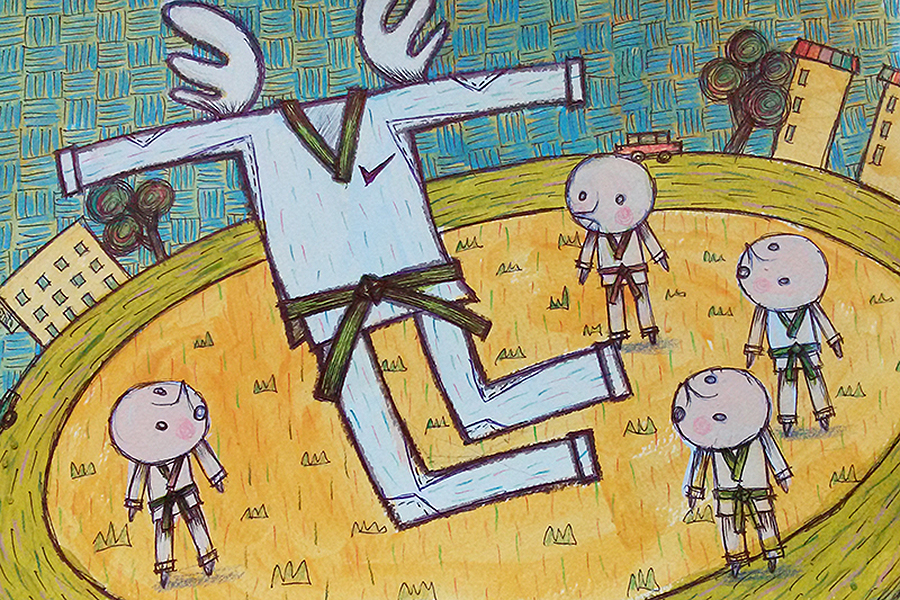 태권도그림: 태권도복과 나뭇꾼