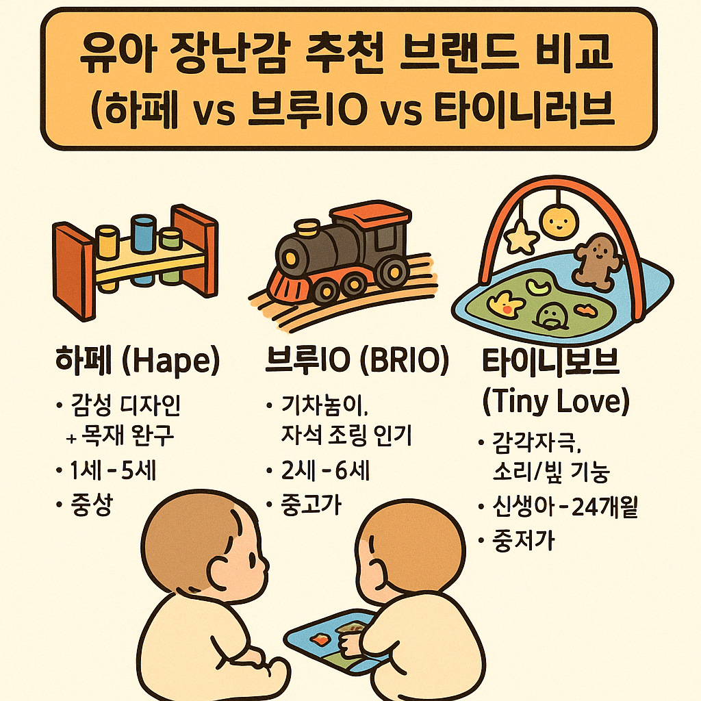 유아 장난감 추천 브랜드 비교 (하페 vs 브루IO vs 타이니러브)