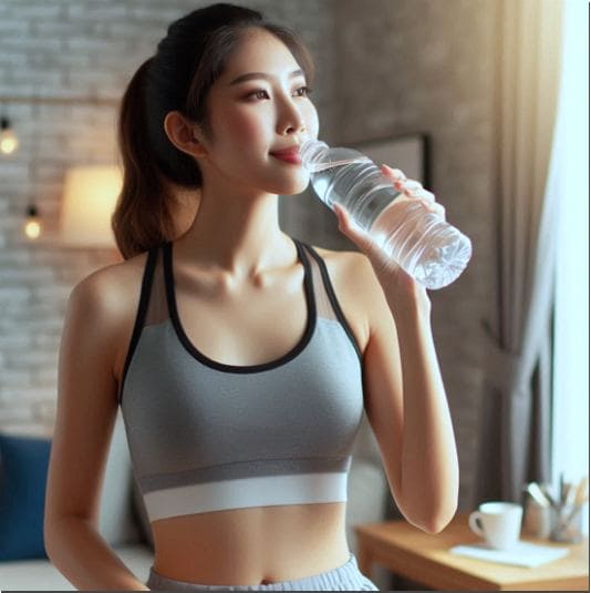 다이어트 중에 청국장 가루 먹는 여성