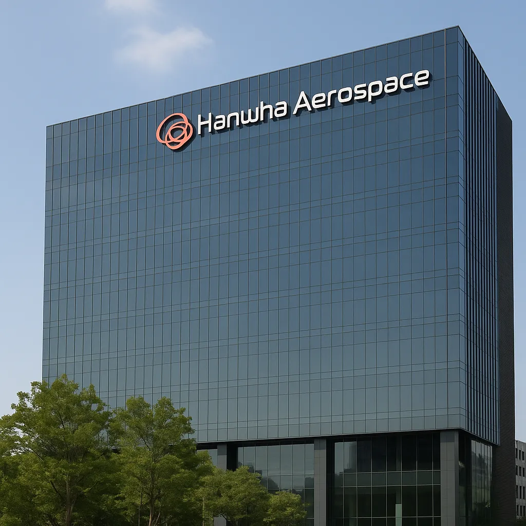 한화에어로스페이스 본사 건물과 로고 전경