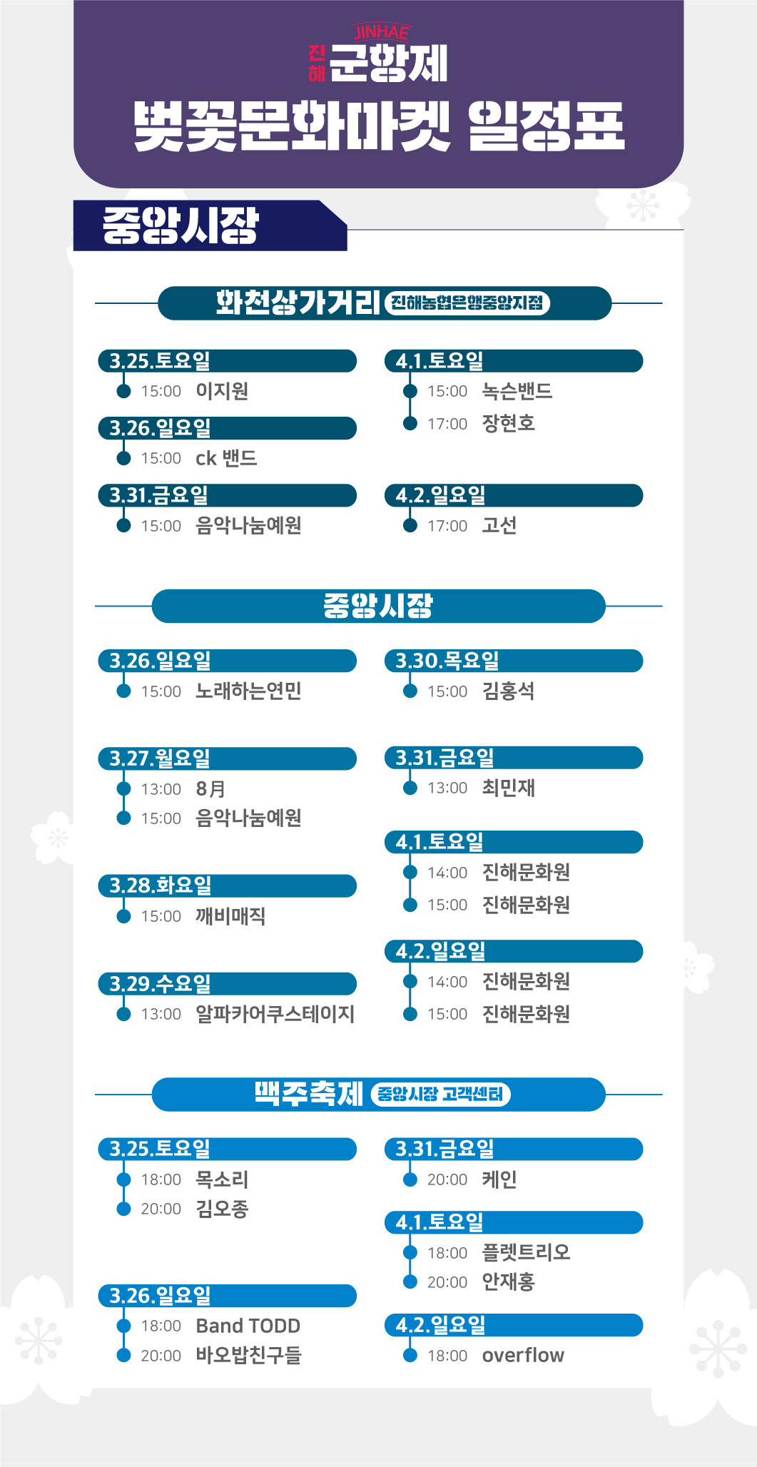 진해군항제 벚꽃문화마켓 일정표