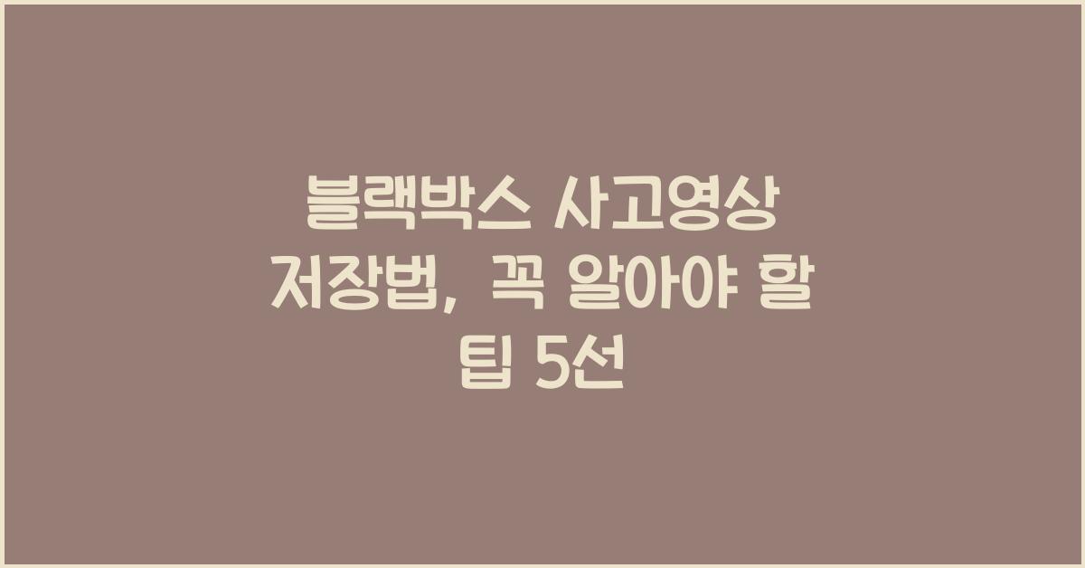 블랙박스 사고영상 저장법