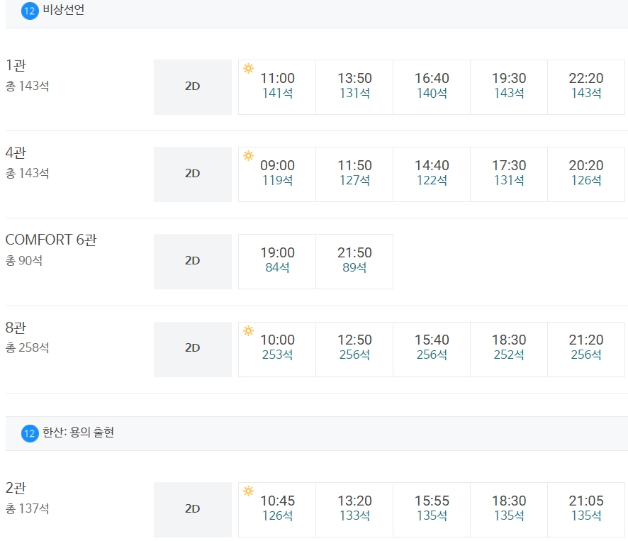 메가박스 울산 상영시간표