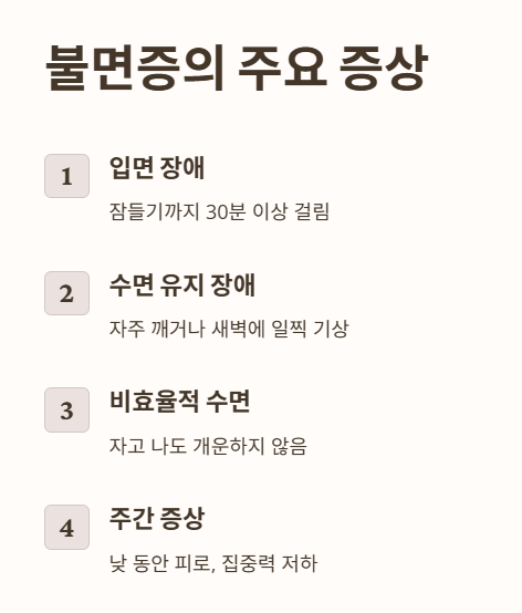 불면증의 주요 증상 