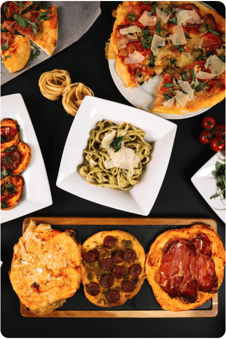 피자와 스파게티 등 다양한 음식들