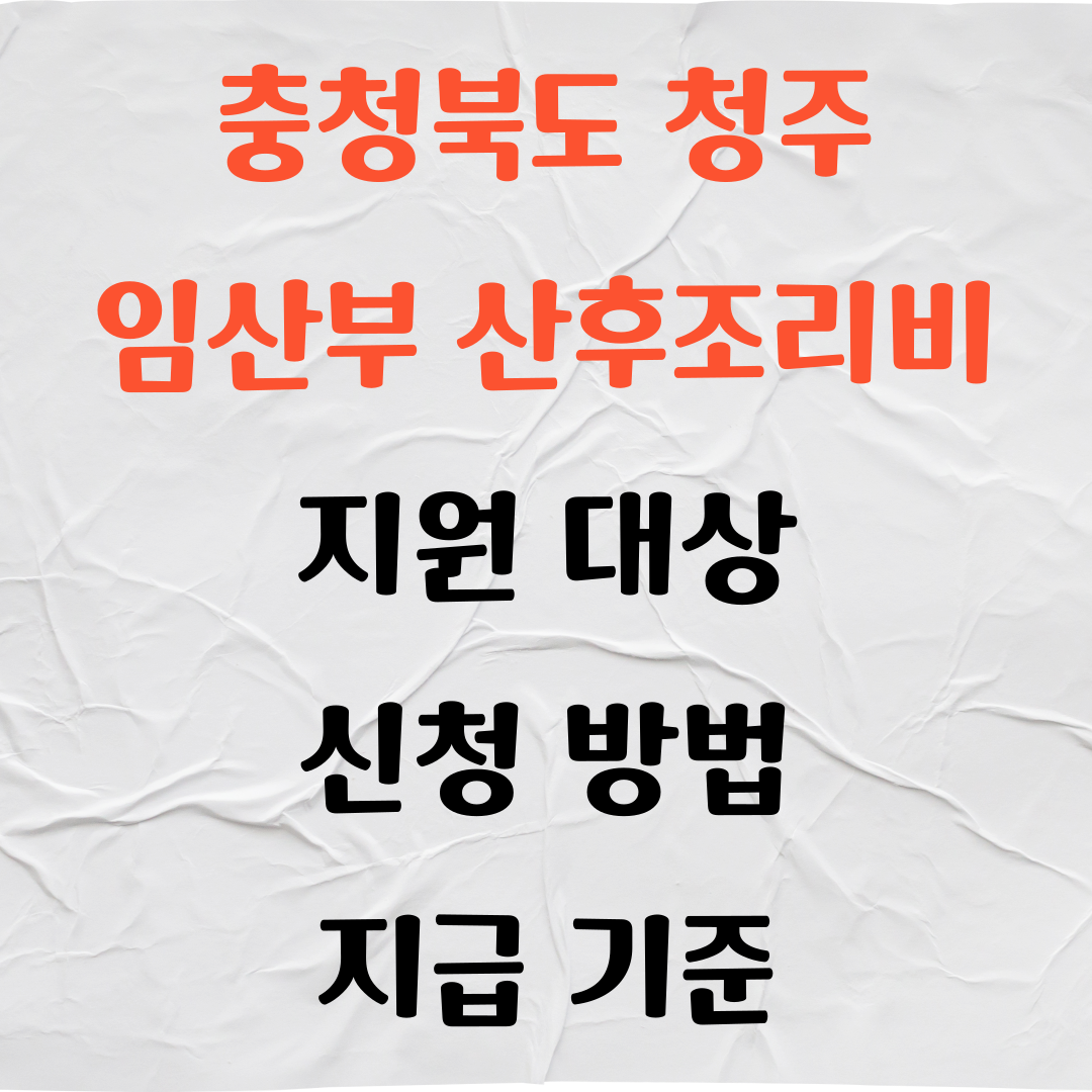 충청북도 청주 임산부 산후조리비 지원 대상 신청방법 지급 기준