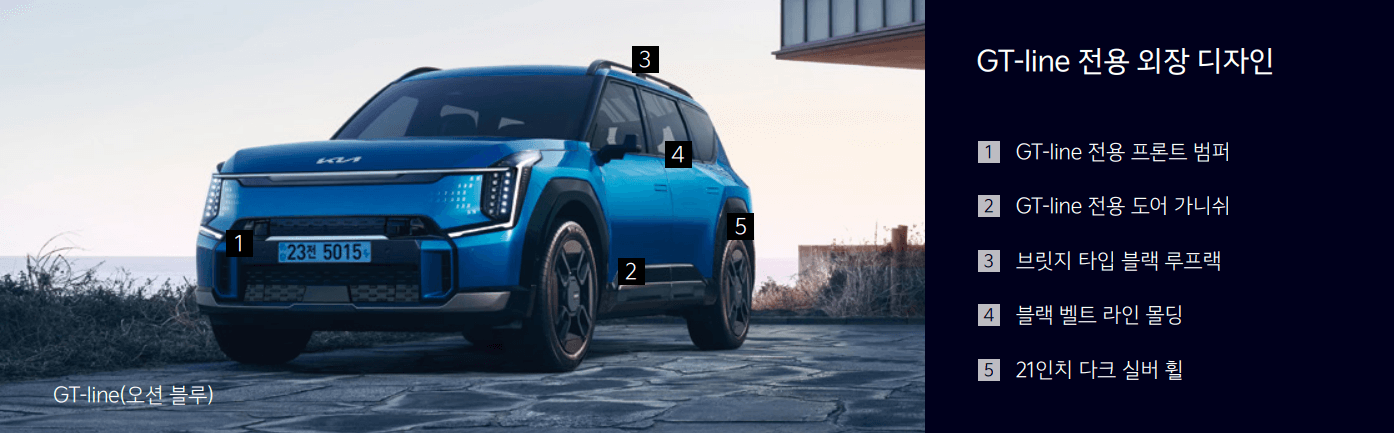 기아 EV9 GT-Line에만 적용되는 외관 이미지