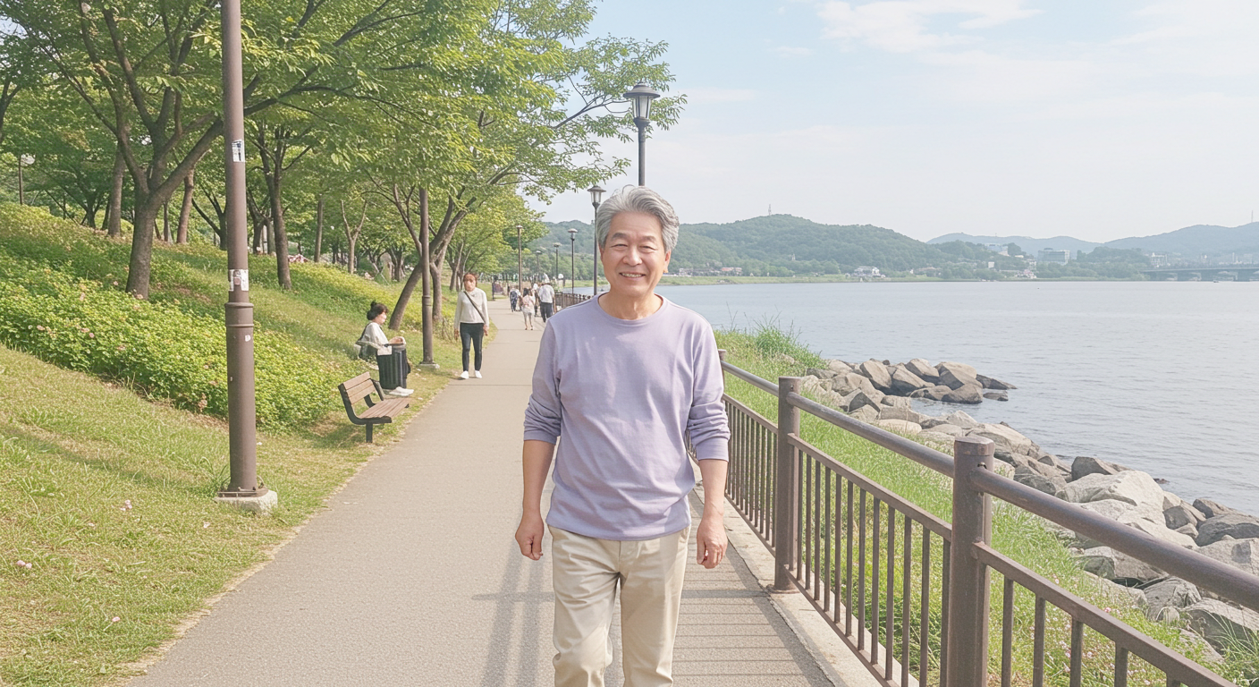 한강 산책중인 남성