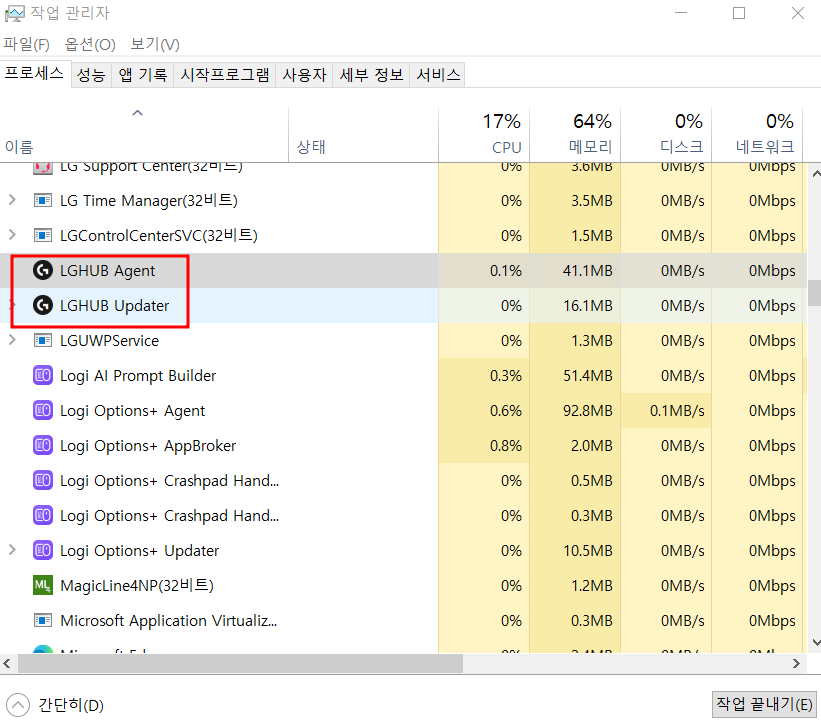 작업관리자 실행