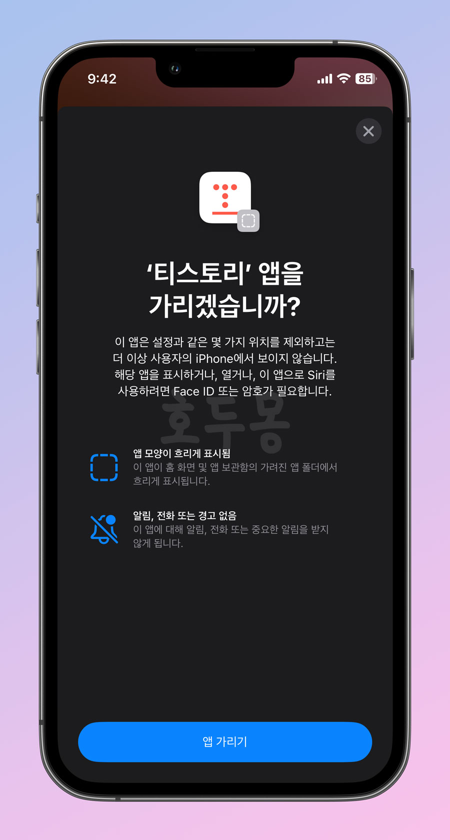 앱 가리기