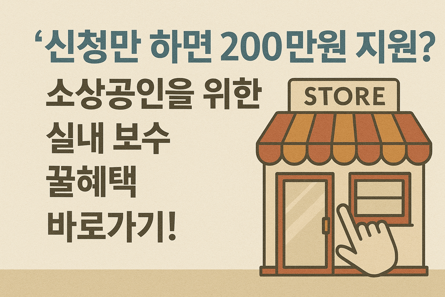 🏪&ldquo;신청만 하면 200만원 지원?&rdquo; 소상공인을 위한 실내 보수 꿀혜택 바로가기!