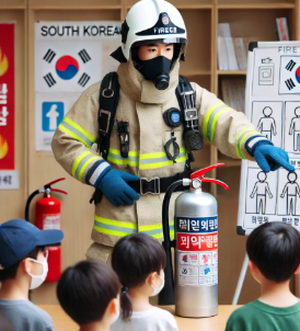 교육중인 소방관 사진