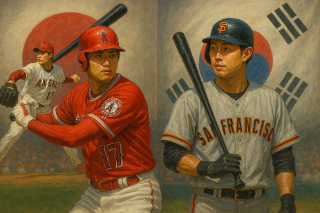 오타니 쇼헤이 선수와 이정후 선수의 사진