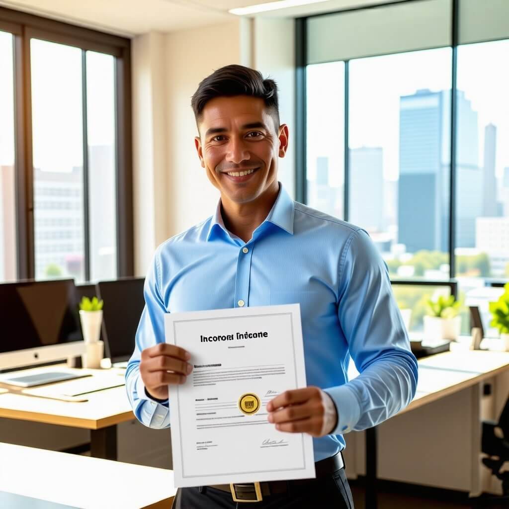 소득 증명서를 들고 있는 근로자의 모습