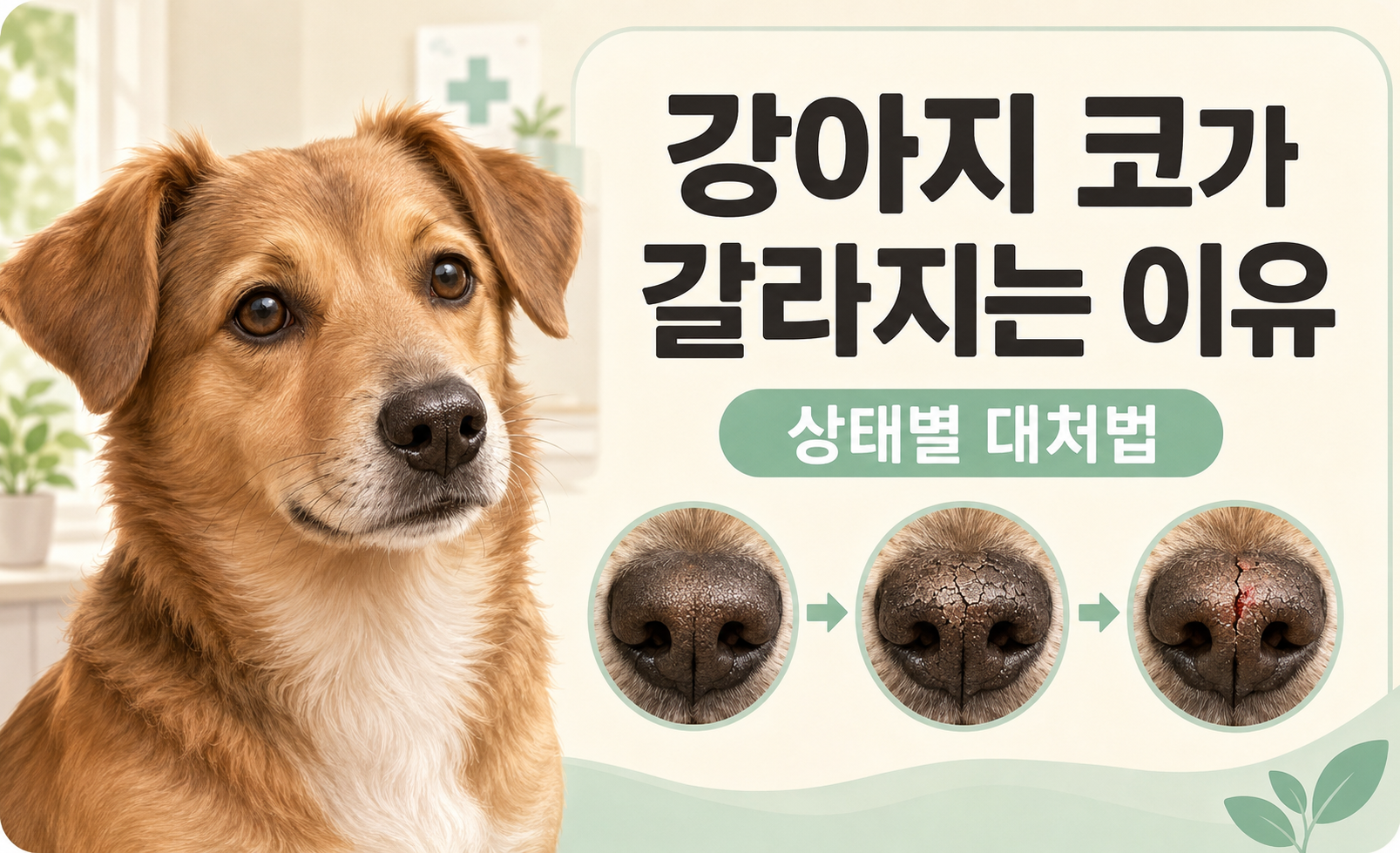 강아지 코가 갈라지는 이유와 상태별 관리 방법을 설명하는 대표 이미지