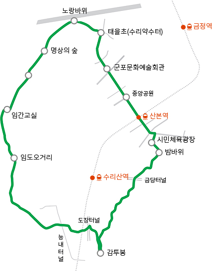 수리산 둘레길 코스 지도 사진