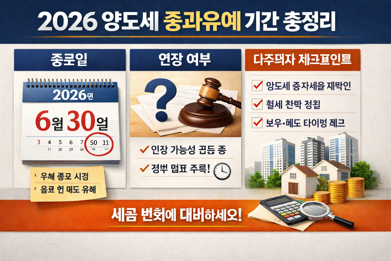 2026 양도세 중과유예 기간 총정리 종료일&middot;연장 여부&middot;다주택자 체크포인트