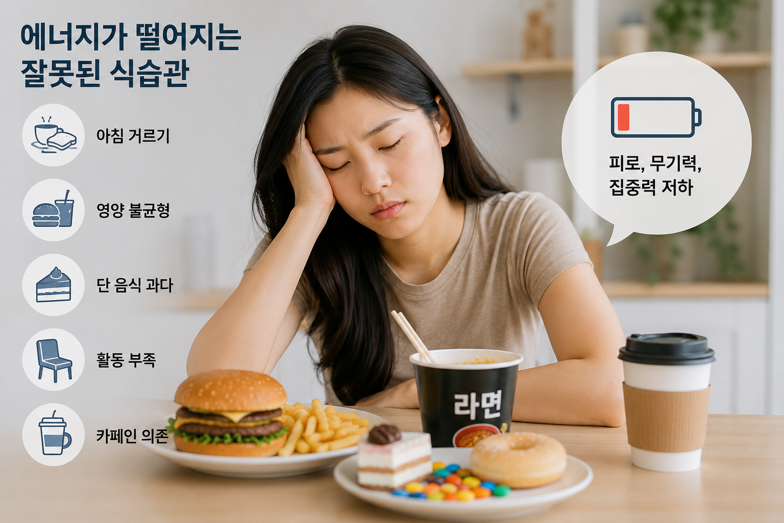 에너지가 떨어지는 식습관 원인 정리