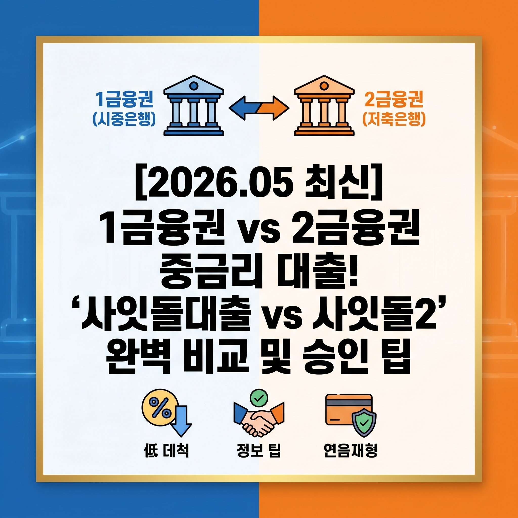 1금융권 시중은행 사잇돌 대출과 2금융권 저축은행 사잇돌2의 자격 요건 한도 금리 및 SGI서울보증보험 심사 기준 완벽 비교