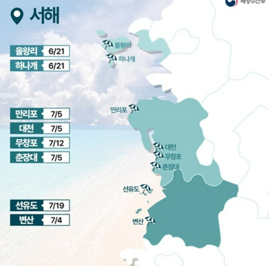 해수욕장 개장일 캘린더