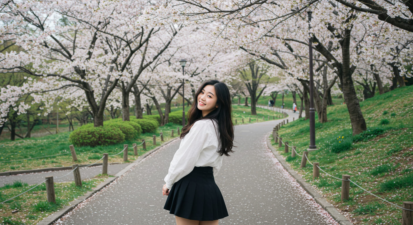 공원 산책을 하는 여자