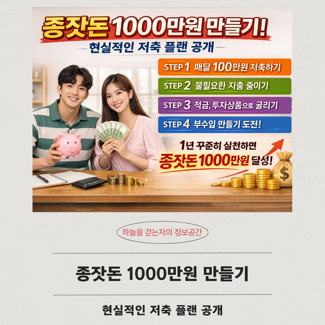 종잣돈 1000만원 만들기, 현실적인 저축 플랜 공개