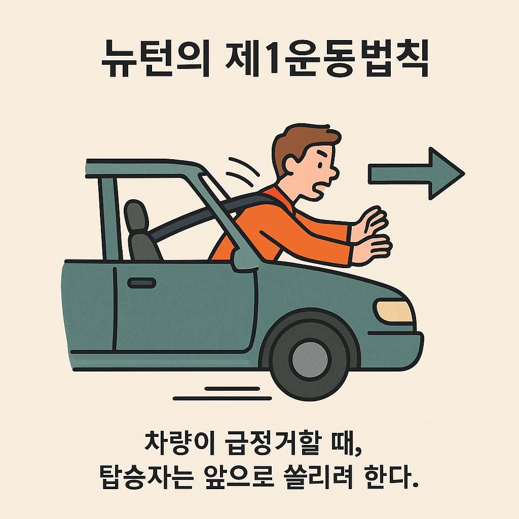 관성법칙의 예시 : 자동차 급정거