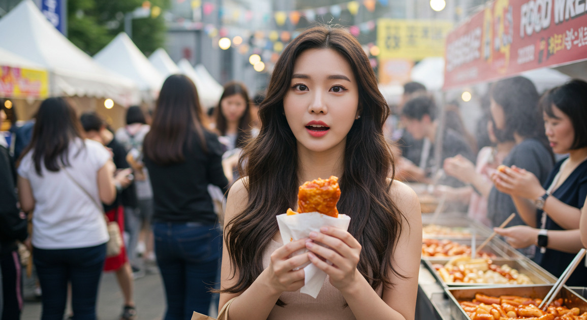 부산국제음식박람회 즐기는 여성 이미지