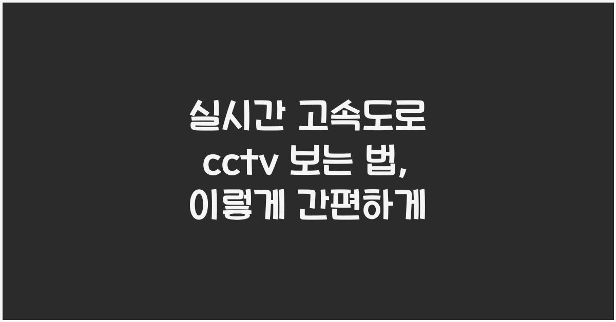 실시간 고속도로 cctv 보는 법