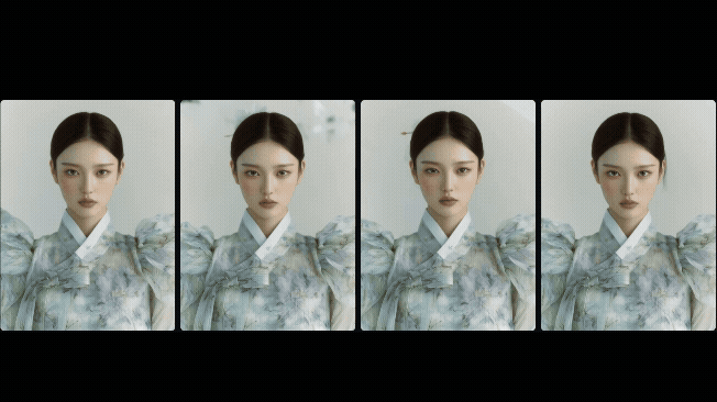 Start에서 End로 이어지는 카메라 무빙으로 transition 효과를 만든 영상 예시_Midjourney