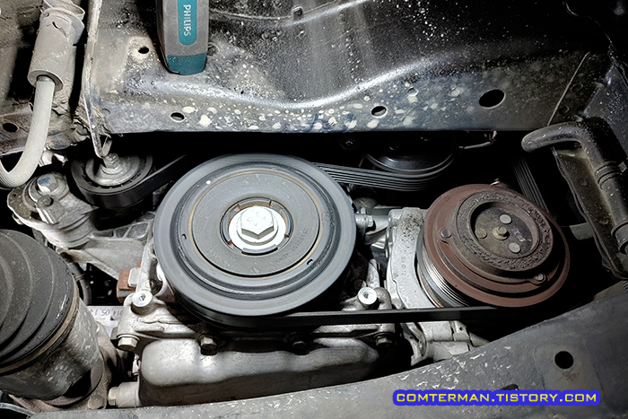 올란도 디젤 2.0 팬벨트 교체