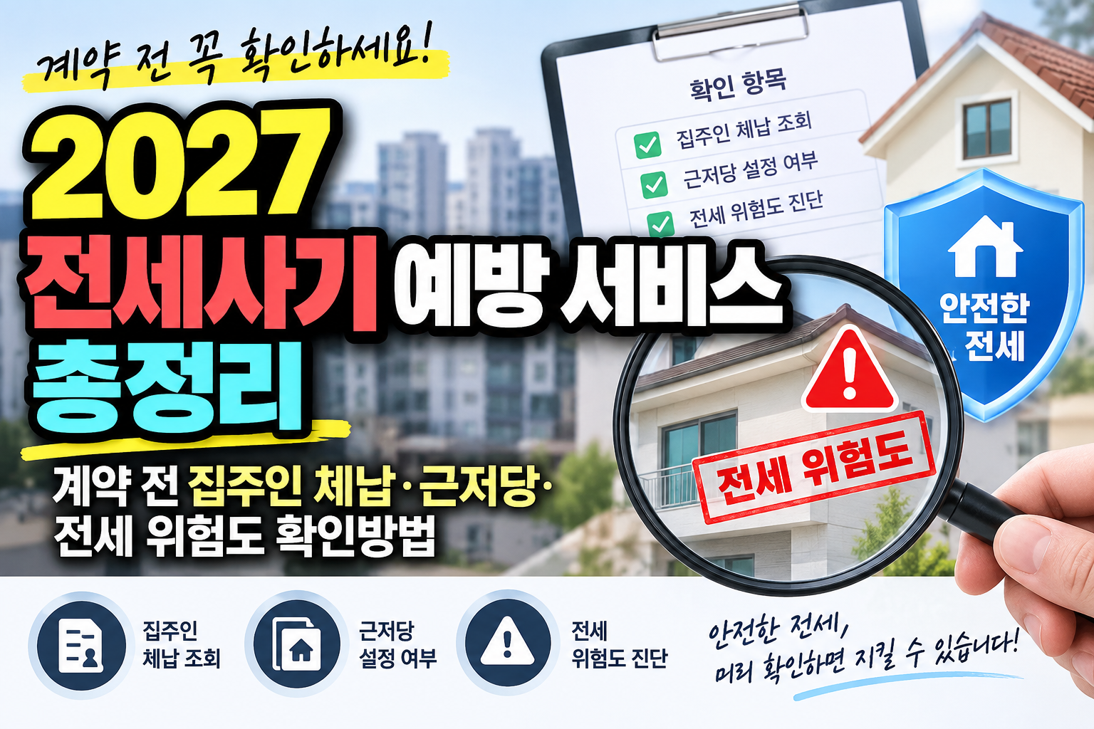 2027 전세사기 예방 서비스 총정리｜계약 전 집주인 체납&middot;근저당&middot;전세 위험도 확인방법
