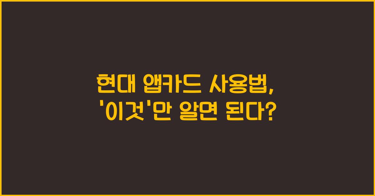 현대 앱카드 사용법