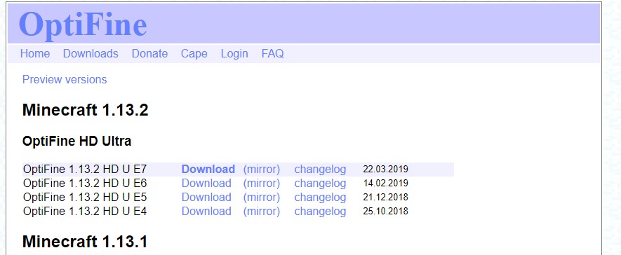 마인크래프트 모드 공식 다운로드 사이트
4