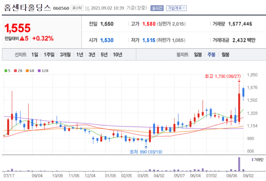 홍준표 관련주 대장주