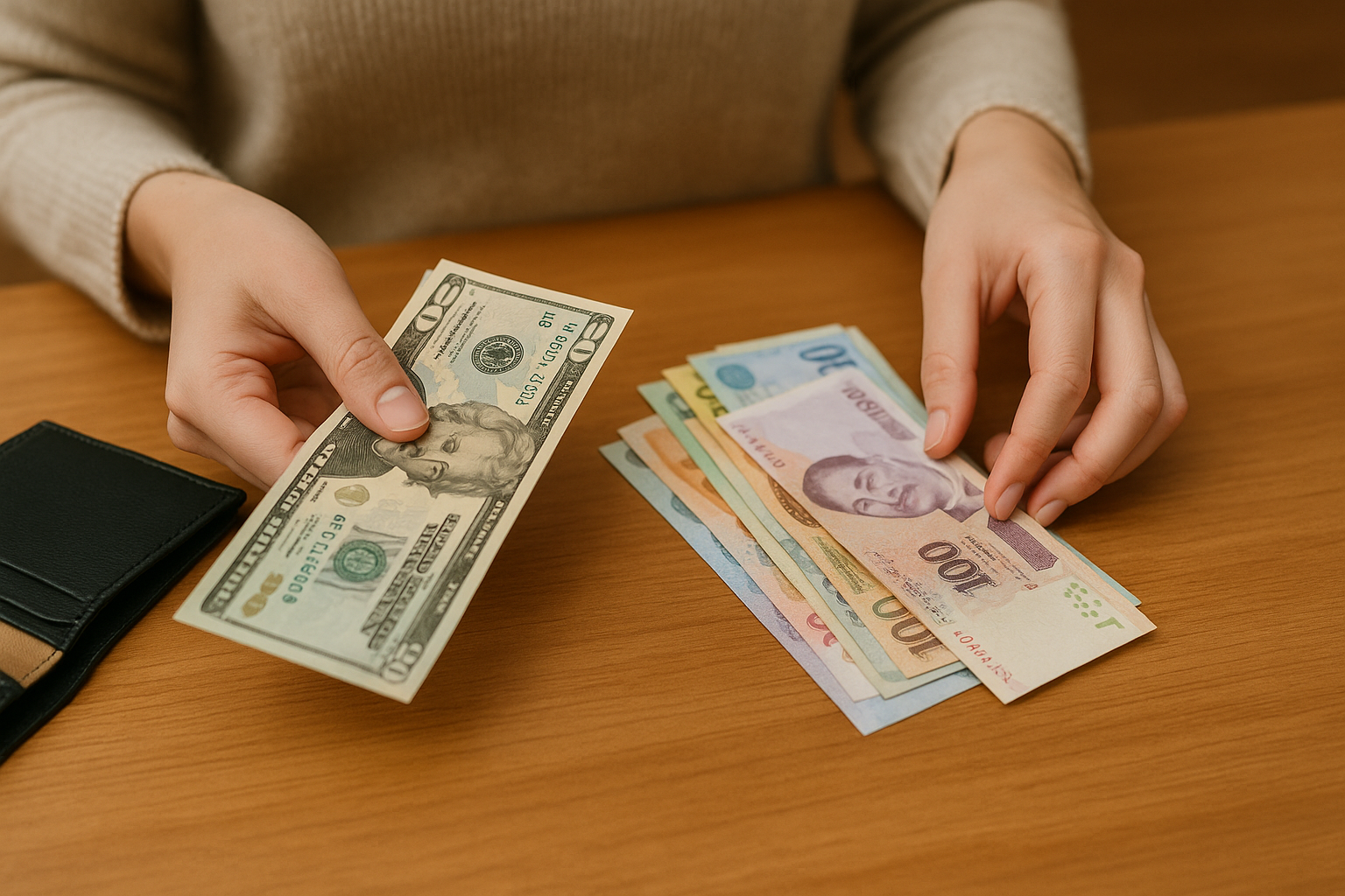 여행 후 남은 외화를 분류하며 재정리하는 여행