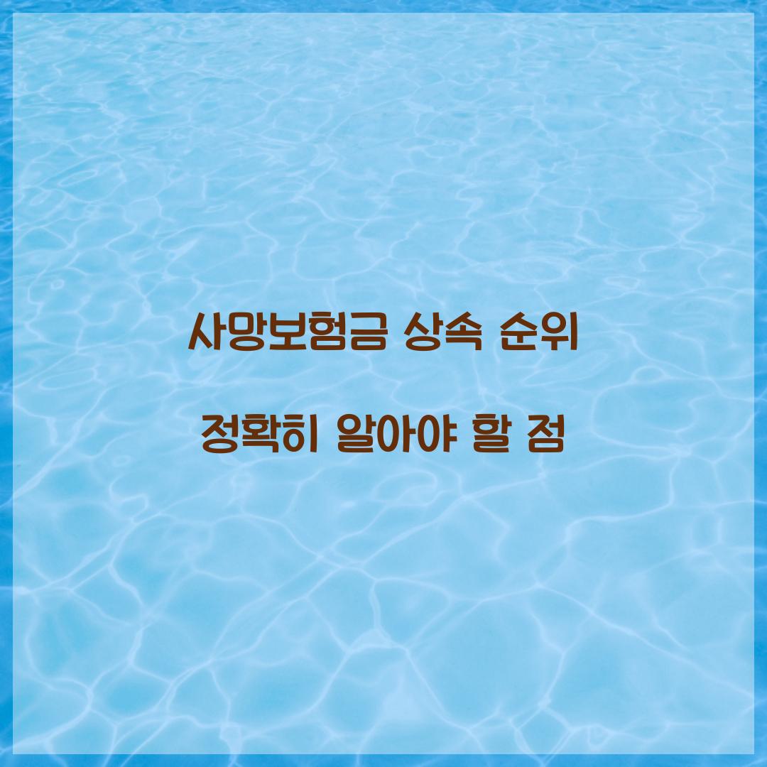 사망보험금 상속 순위