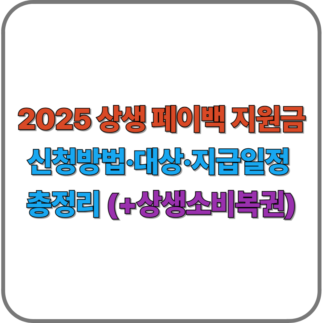 2025 상생 페이백 지원금 신청방법·대상·지급일정 총정리