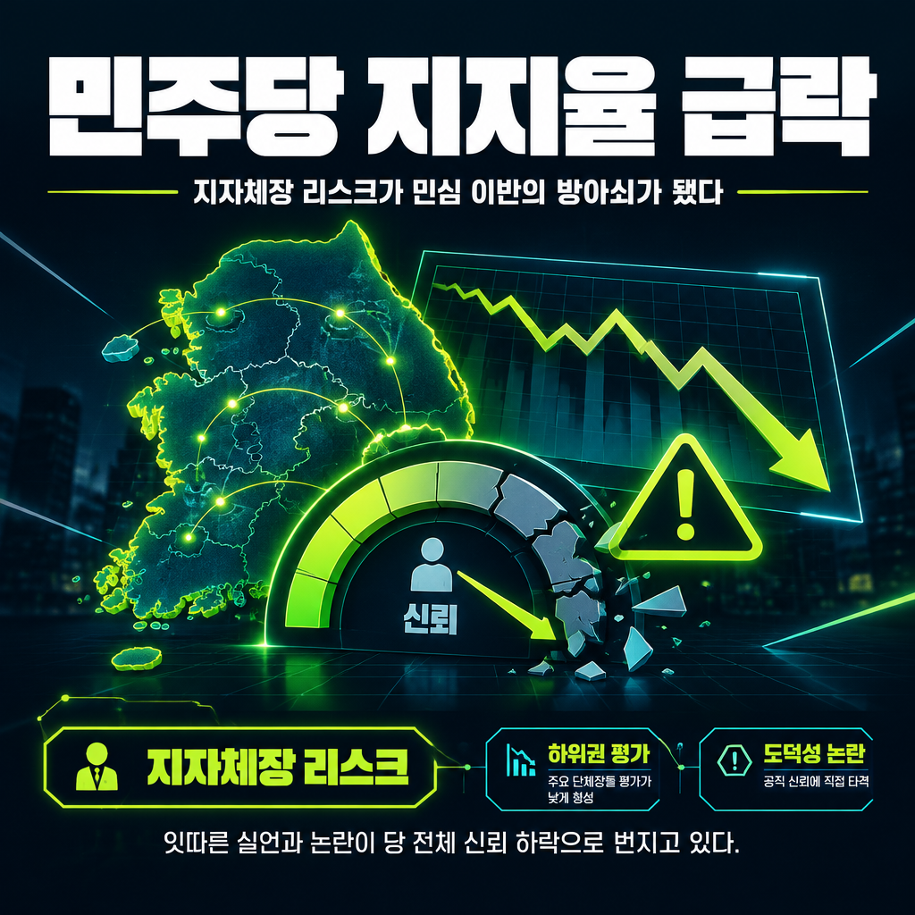 민주당 지지율 급락